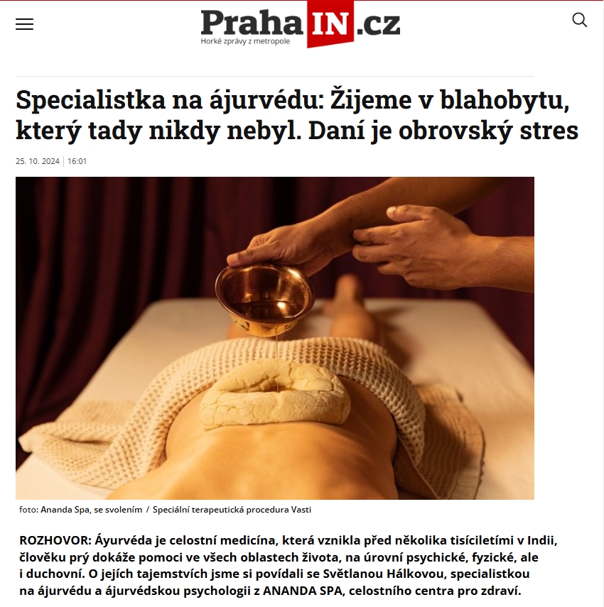 Rozhovor o Ájurvédě se Světlanou na PrahaIN.cz Rozhovor o Ájurvédě se Světlanou na PrahaIN.cz